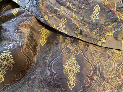 **On hold By Yd Scalamandre Dhara Black Gold Silk Damask Embroidery MSRP USD 200/y