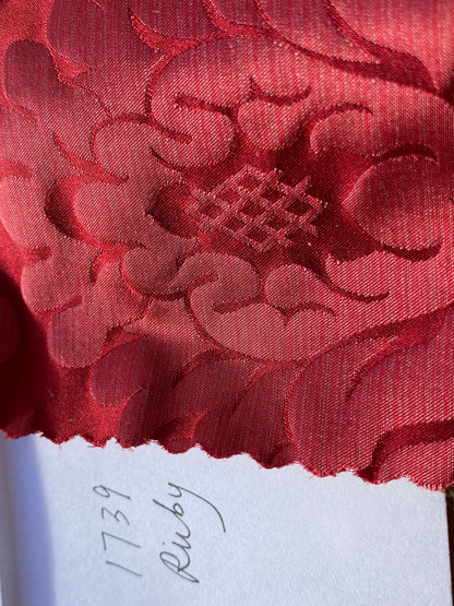 High End Veranda Renaissance Damask 100% Silk Ruby Red Crimson