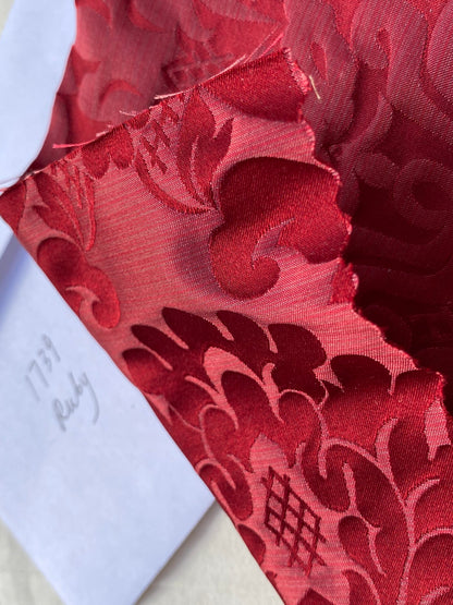 High End Veranda Renaissance Damask 100% Silk Ruby Red Crimson