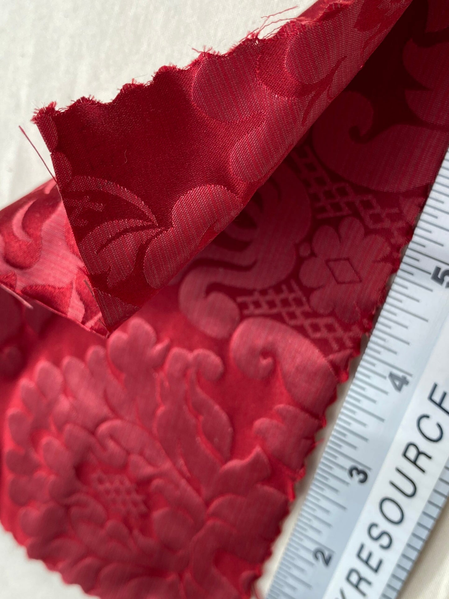High End Veranda Renaissance Damask 100% Silk Ruby Red Crimson