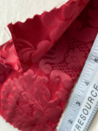 High End Veranda Renaissance Damask 100% Silk Ruby Red Crimson