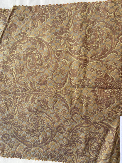 In Name of Rose Medallion Acanthus Renaissance Silk Damask Jacquard Blue & Gold MSRP USD 225Y