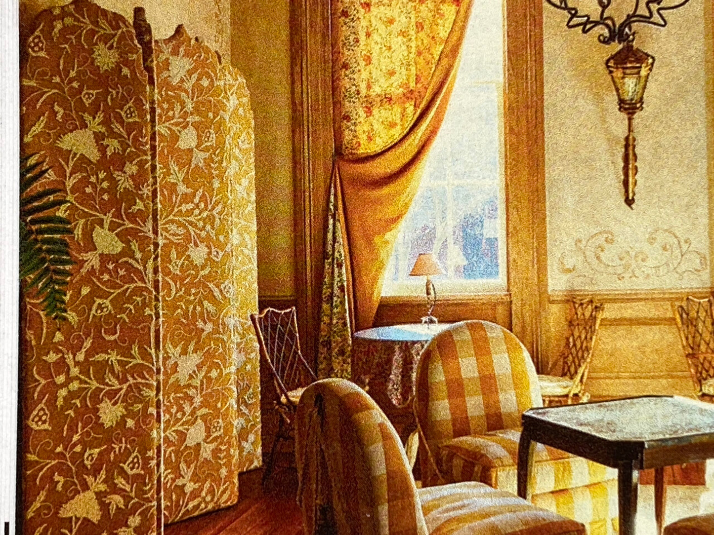 By Yd Old World Weavers Scalamandre Balik Gold Wool Crewel On Jute White on Golden Yellow MSRP USD 304/Y