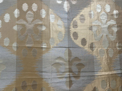 2.38 Yards Scalamandre Grey Watkins Angel Of Longevity in Cameo/Grey/Taupe Silk Linen Diamond Ogee Ikat MSRP USD 306/y