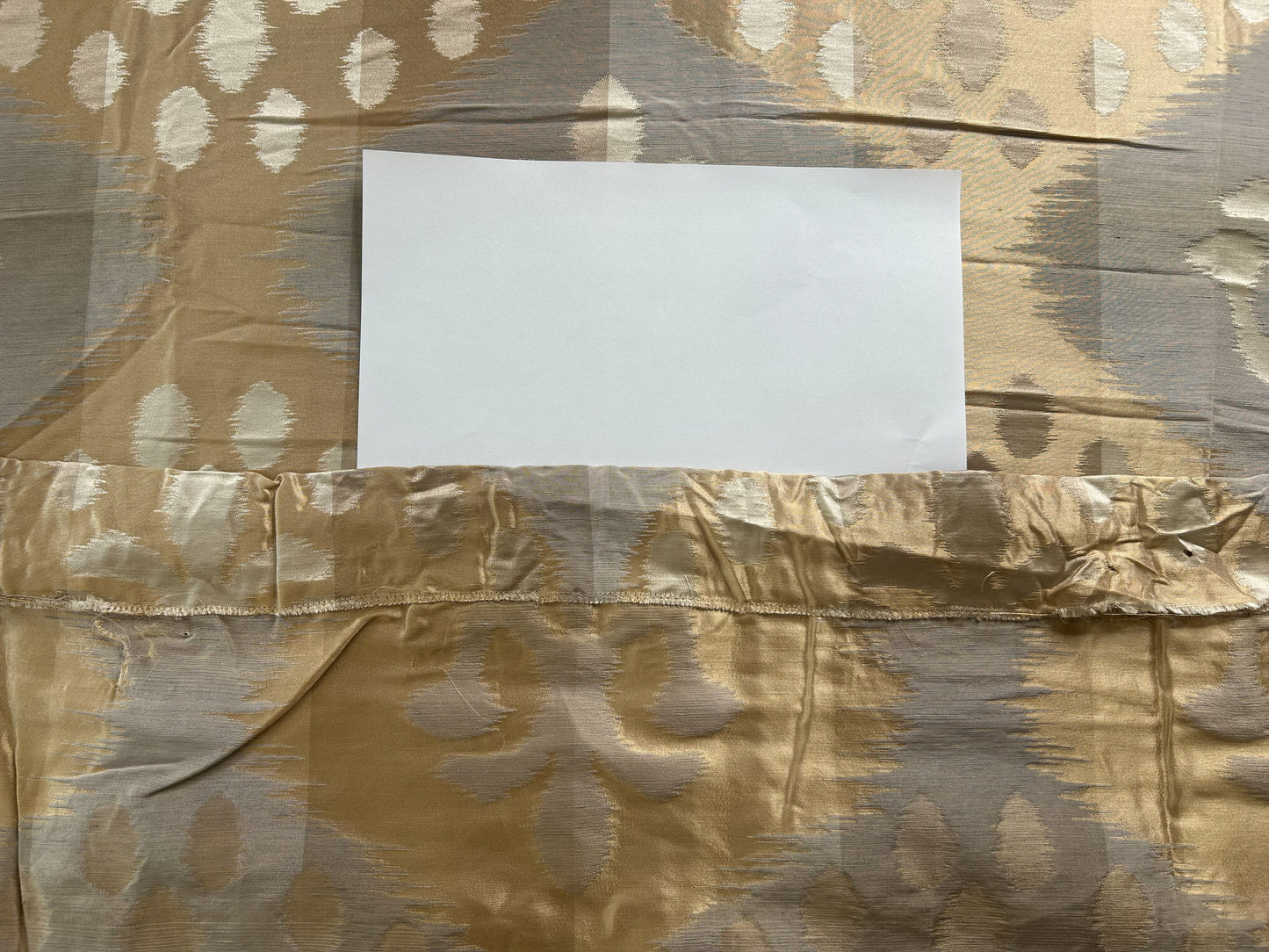 2.38 Yards Scalamandre Grey Watkins Angel Of Longevity in Cameo/Grey/Taupe Silk Linen Diamond Ogee Ikat MSRP USD 306/y