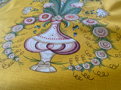 By Yard Scalamandre Bouquet Chinois Grey Watkins Marigold Chinois Yellow Gold Green Flower Stripe MSRP USD 200/Y