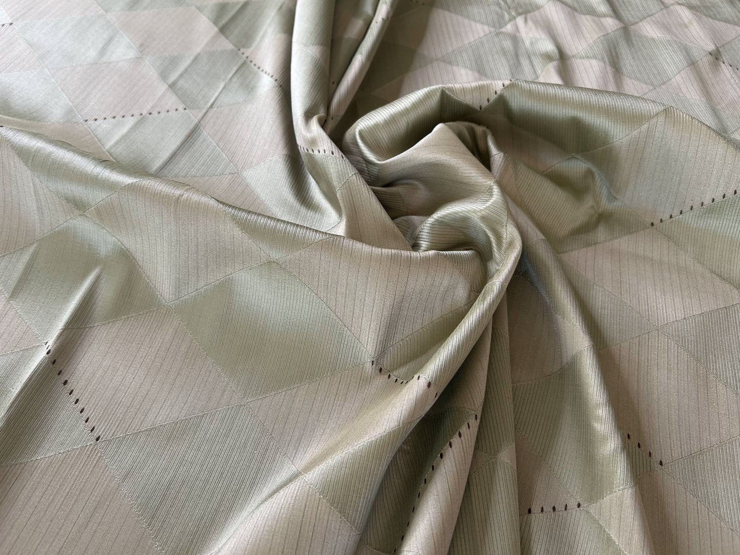 2.13 Yards Scalamandre Grey Watkins Forty Carats Absinthe Green Damask Diamond Silk Wool MSRP 188/Y