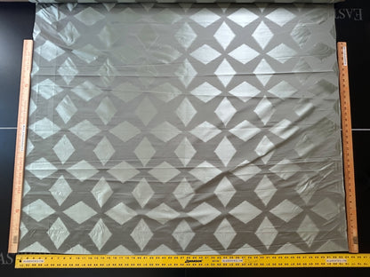 2.25 Yards Scalamandre Grey Watkins Polygon in Aqua Light Blue Lattice Diamond Geometric Silk Cotton MSRP USD 260/Y
