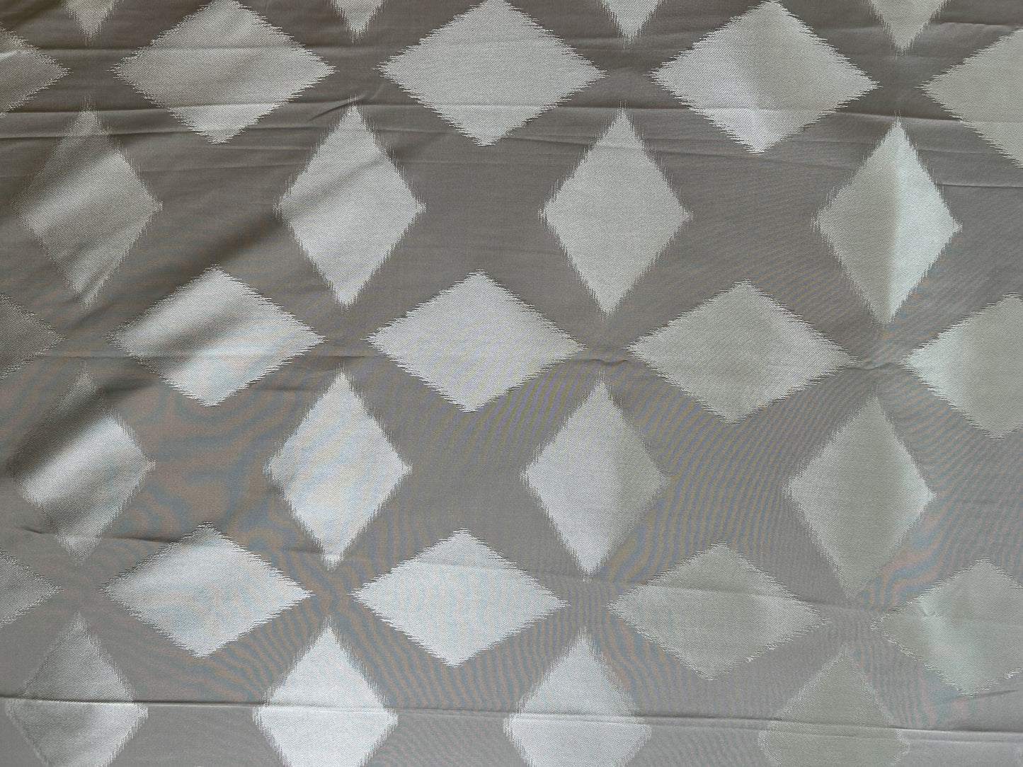 2.25 Yards Scalamandre Grey Watkins Polygon in Aqua Light Blue Lattice Diamond Geometric Silk Cotton MSRP USD 260/Y