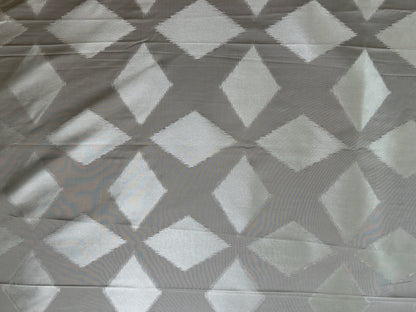 2.25 Yards Scalamandre Grey Watkins Polygon in Aqua Light Blue Lattice Diamond Geometric Silk Cotton MSRP USD 260/Y