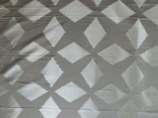 2.25 Yards Scalamandre Grey Watkins Polygon in Aqua Light Blue Lattice Diamond Geometric Silk Cotton MSRP USD 260/Y