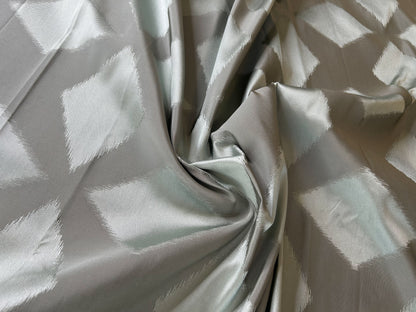 2.25 Yards Scalamandre Grey Watkins Polygon in Aqua Light Blue Lattice Diamond Geometric Silk Cotton MSRP USD 260/Y