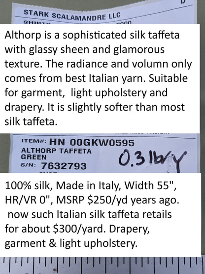 Scalamandre  Althorp Taffeta Green Sage muted Green Silk Taffeta Gorgeous Texture MSRP USD 300/yd