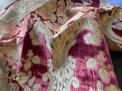 Scalamandre Tosca Silk Velvet In Red colorway Pink Red Gold Pink 25x26” MSRP USD 956/Y