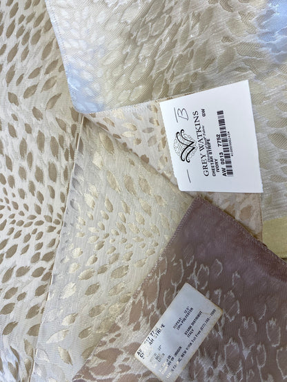 2 Berkbox72 Scalamandre Silk Square Cheetah Stripe Ivory Silk Novelty Gray Small Scale 33"x27" MSRP USD300+/Y