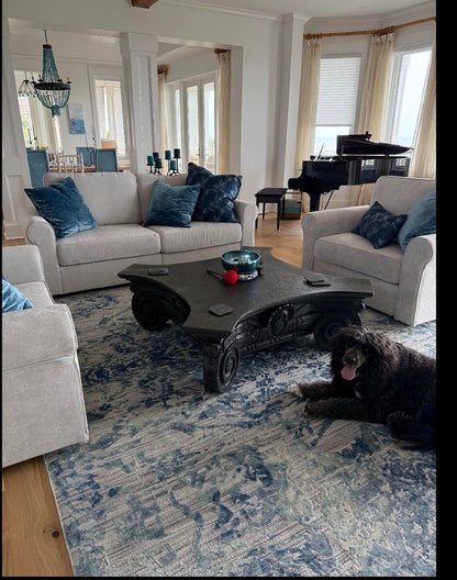 Stark Cedartown Light Slate Grey Modern Blue Grey Rug Medallion Hand Knotted - 100% Silk - 9x12' MSRP USD16250