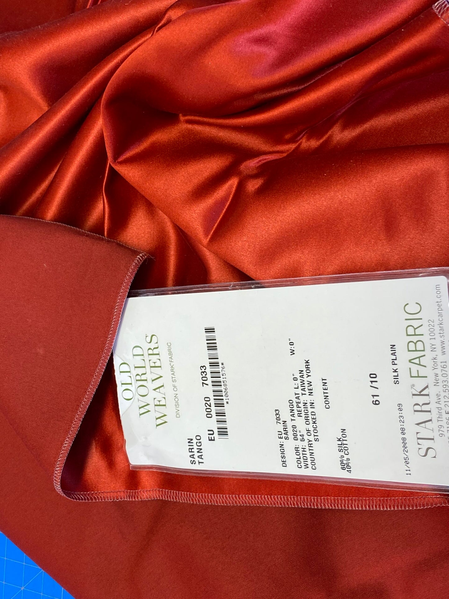 3 Berkbox72 Scalamandre Silk Square Sarin Tango Red Orange Solid MSRP USD300+/Y