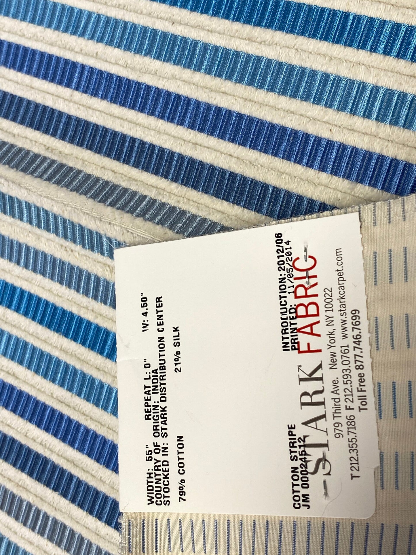 7 Berkbox72 Scalamandre Silk Cotton Square Clyfford Stripe Ivory MSRP USD584/Y