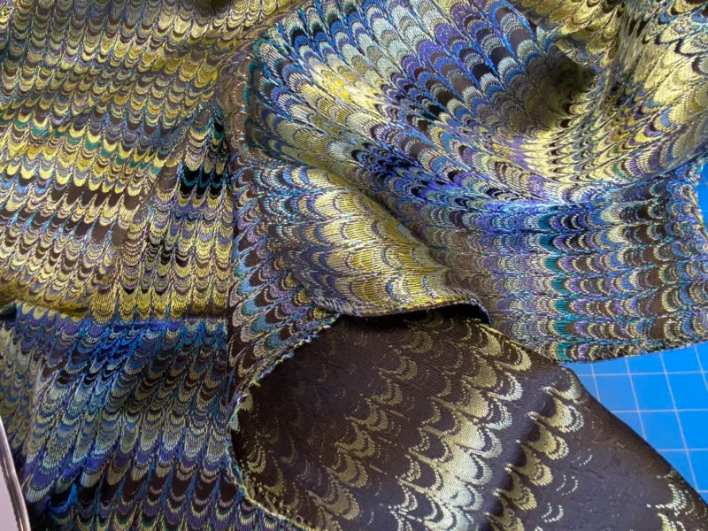 11 Berkbox72 Scalamandre Silk Grey Watkins Square Ebru Silk Weave Peacock Jacquard MSRP USD424/Y