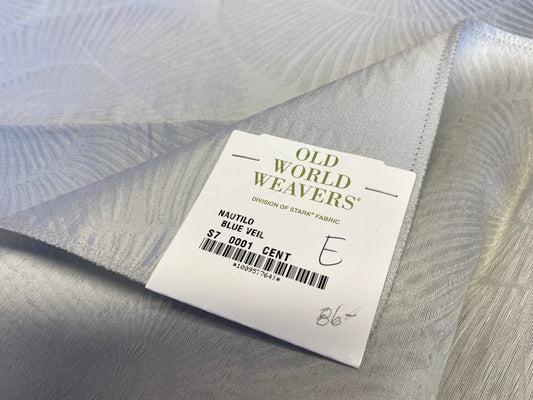 17 Berkbox72 Scalamandre Grey Watkins Silk+Cotton Nautilo Blue Veil 35"x26" MSRP USD312/Y
