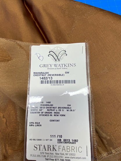 20 Berkbox72 Scalamandre Grey Watkins Square Maharajah Chestnut Brown Silk Linen Damask Reversible MSRP USD 348/Y