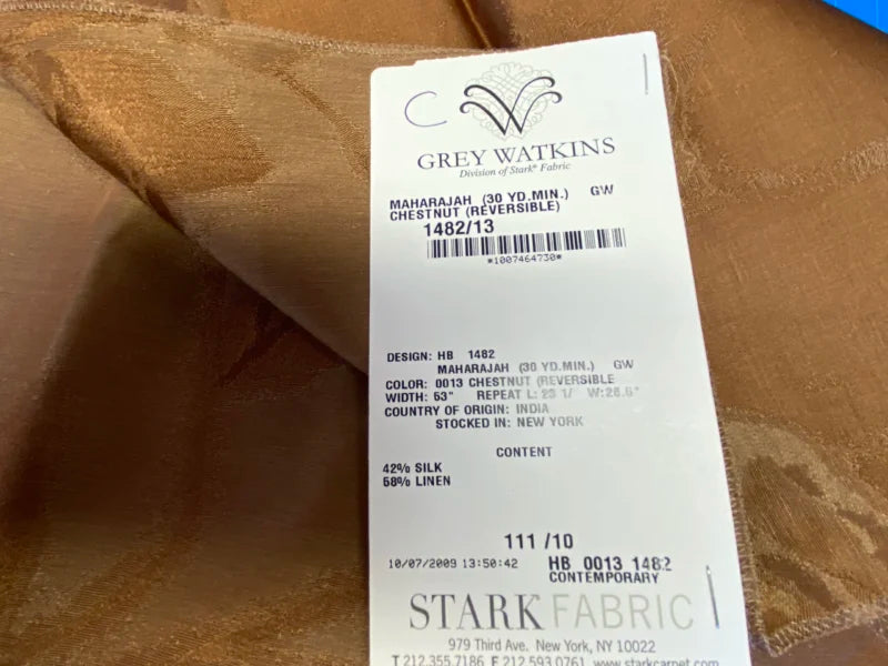 21 Berkbox72 Scalamandre Grey Watkins Square Maharajah Chestnut Brown Silk Linen Damask Reversible MSRP USD 348/Y