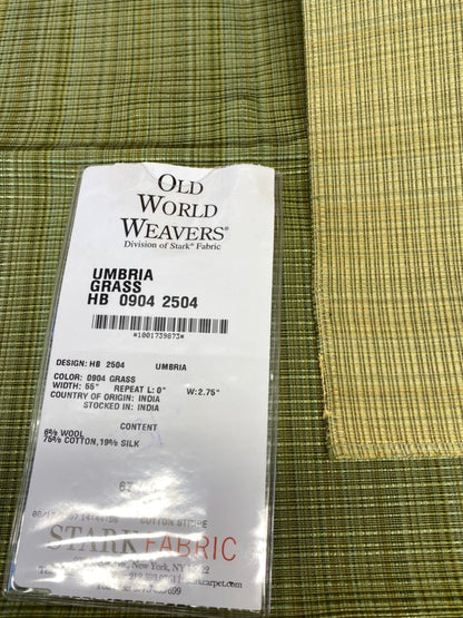 24 Berkbox72 Scalamandre Square Old World Weavers Umbria Grass Green Small Scale Strie Texture MSRP USD 342/y