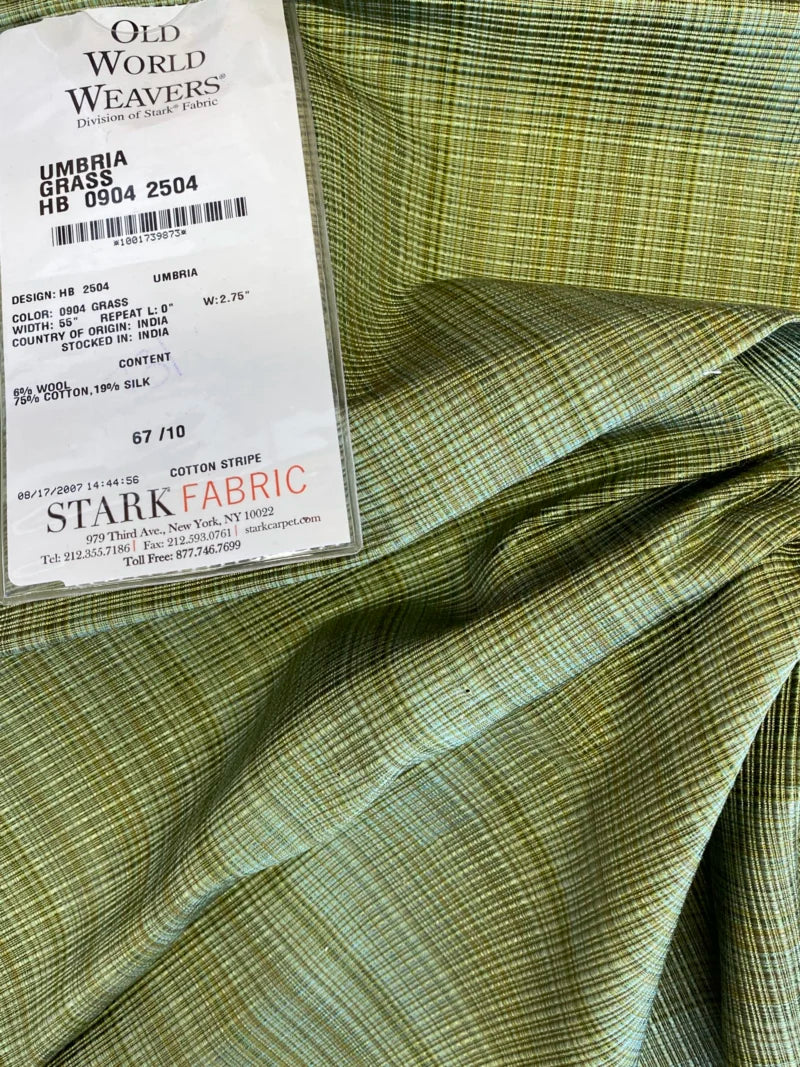 24 Berkbox72 Scalamandre Square Old World Weavers Umbria Grass Green Small Scale Strie Texture MSRP USD 342/y