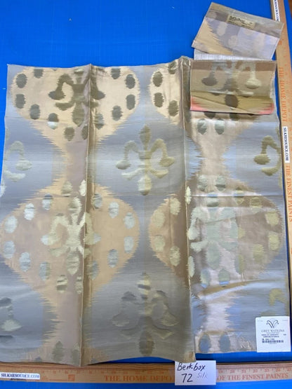 27 Berkbox72 Scalamandre Square Grey Watkins Angel of Longevity Cameo Blue Green Damask MSRP USD306/y