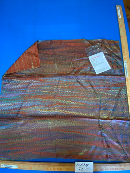 28 Berkbox72 Scalamandre Square Ebru Silk Weave Jewel Marbled Paper Silk Jacquard Texture Orange MSRP USD 424/y