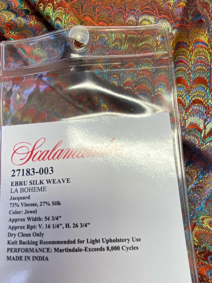 28 Berkbox72 Scalamandre Square Ebru Silk Weave Jewel Marbled Paper Silk Jacquard Texture Orange MSRP USD 424/y