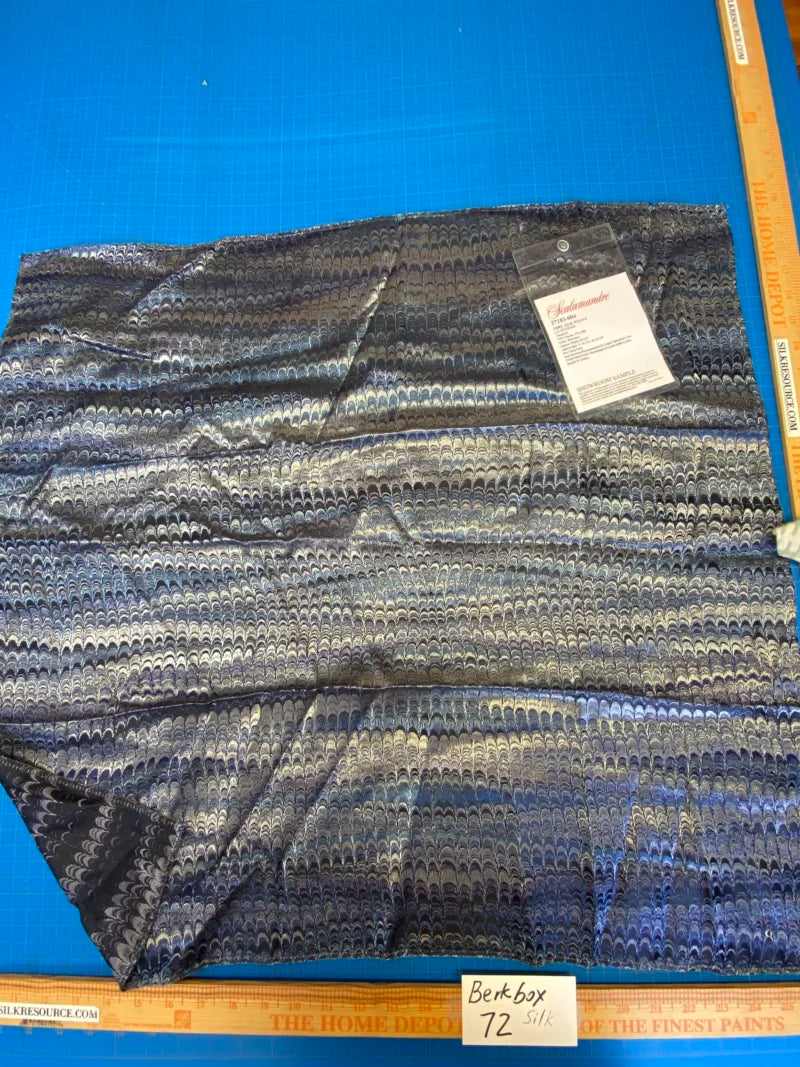 29 Berkbox72 Scalamandre Square Ebru Silk Weave Blue Stone Marbled Paper Silk Jacquard Texture Blue MSRP USD 424/y
