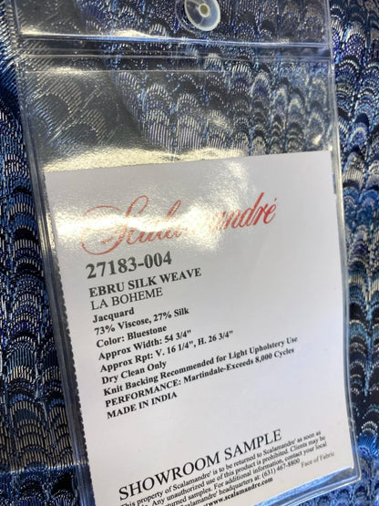 29 Berkbox72 Scalamandre Square Ebru Silk Weave Blue Stone Marbled Paper Silk Jacquard Texture Blue MSRP USD 424/y