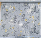 Scalamandre Merrimon in Grey Yellow Print Silky Linen Fragrant Summer lilac trumpet flower or jimsonweed MSRP USD 346/y