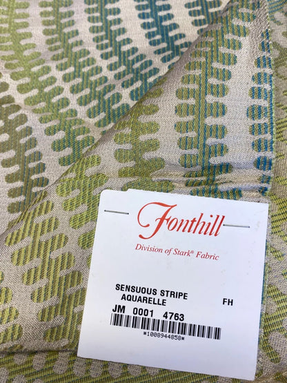 30 Berkbox72 Scalamandre Fonthill Square Silk Sensuous Stripe Aquarelle Ombre Green Blue MSRP USD 356/y