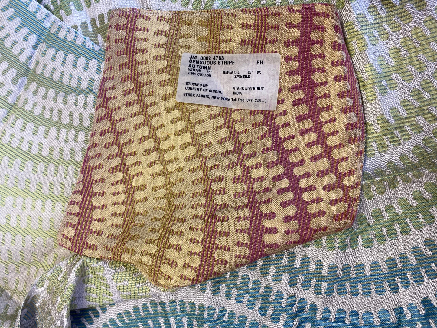 30 Berkbox72 Scalamandre Fonthill Square Silk Sensuous Stripe Aquarelle Ombre Green Blue MSRP USD 356/y