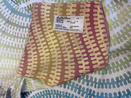 30 Berkbox72 Scalamandre Fonthill Square Silk Sensuous Stripe Aquarelle Ombre Green Blue MSRP USD 356/y