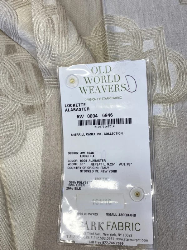 34 Berkbox72 Scalamandre Old World Weavers Square Silk Lockette Alabaster Cream White MSRP USD 348/y