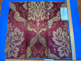 35 Berkbox72 Scalamandre Old World Weavers Square Silk  Claudina Cherry Deep Red Gold Renaissance Damask Reversible Italy MSRP USD 320/Y