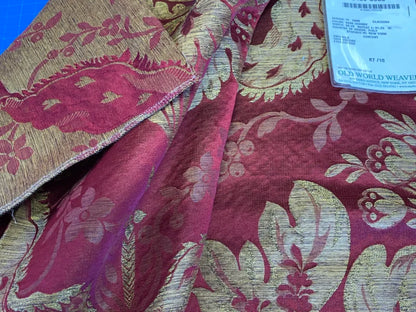 36 Berkbox72 Scalamandre Old World Weavers Square Silk  Claudina Cherry Deep Red Gold Renaissance Damask Reversible Italy MSRP USD 320/Y