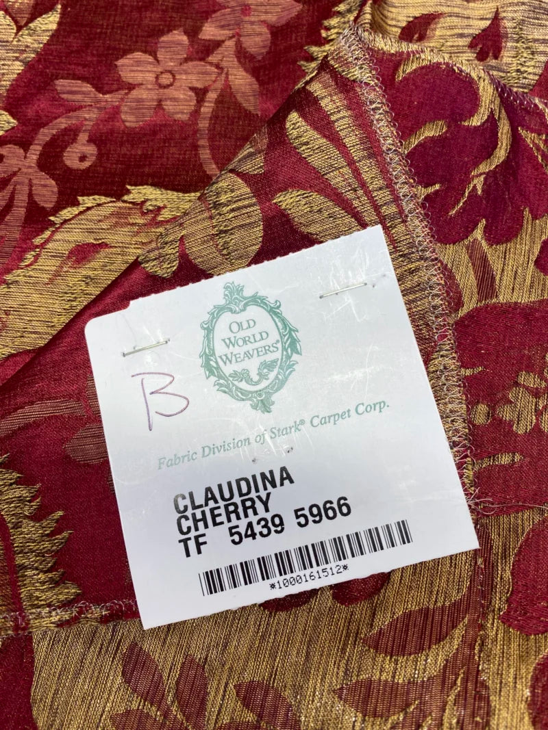 36 Berkbox72 Scalamandre Old World Weavers Square Silk  Claudina Cherry Deep Red Gold Renaissance Damask Reversible Italy MSRP USD 320/Y