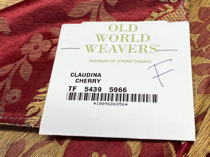 40 Berkbox72 27"w x 37"L Scalamandre Old World Weavers Square Silk  Claudina Cherry Deep Red Gold Renaissance Damask Reversible Italy MSRP USD 320/Y