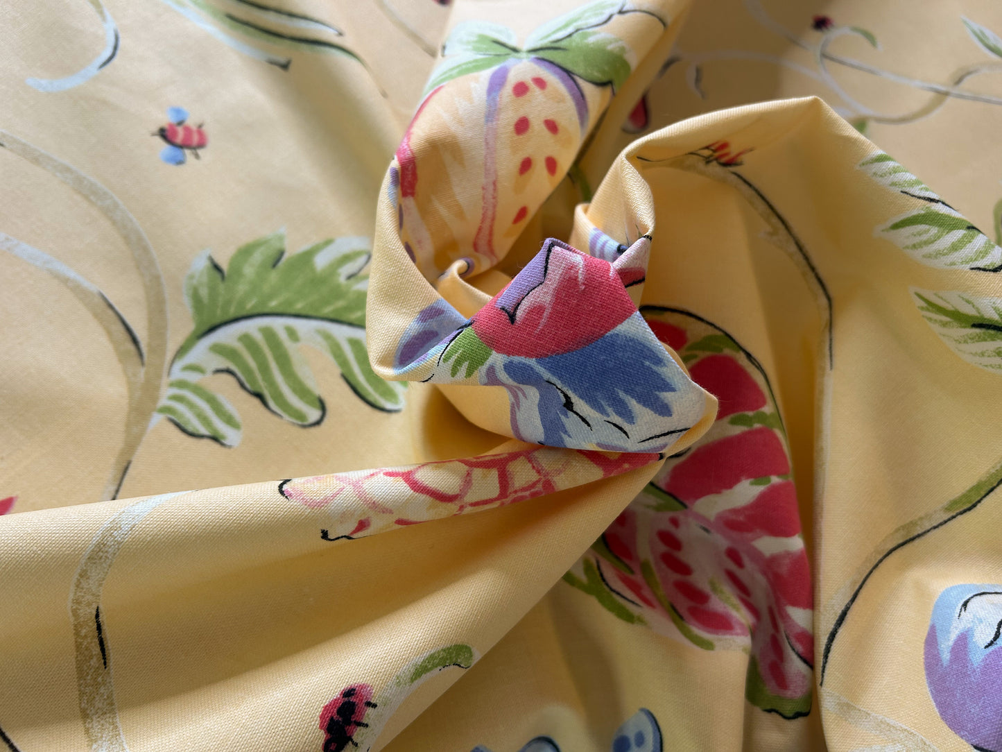 Thibaut Westfield Wild Flower Ladybug Dragon Fly Tulip Strawberry Rose Meadow Large 100% Cotton Gold Yellow Red Pink Blue