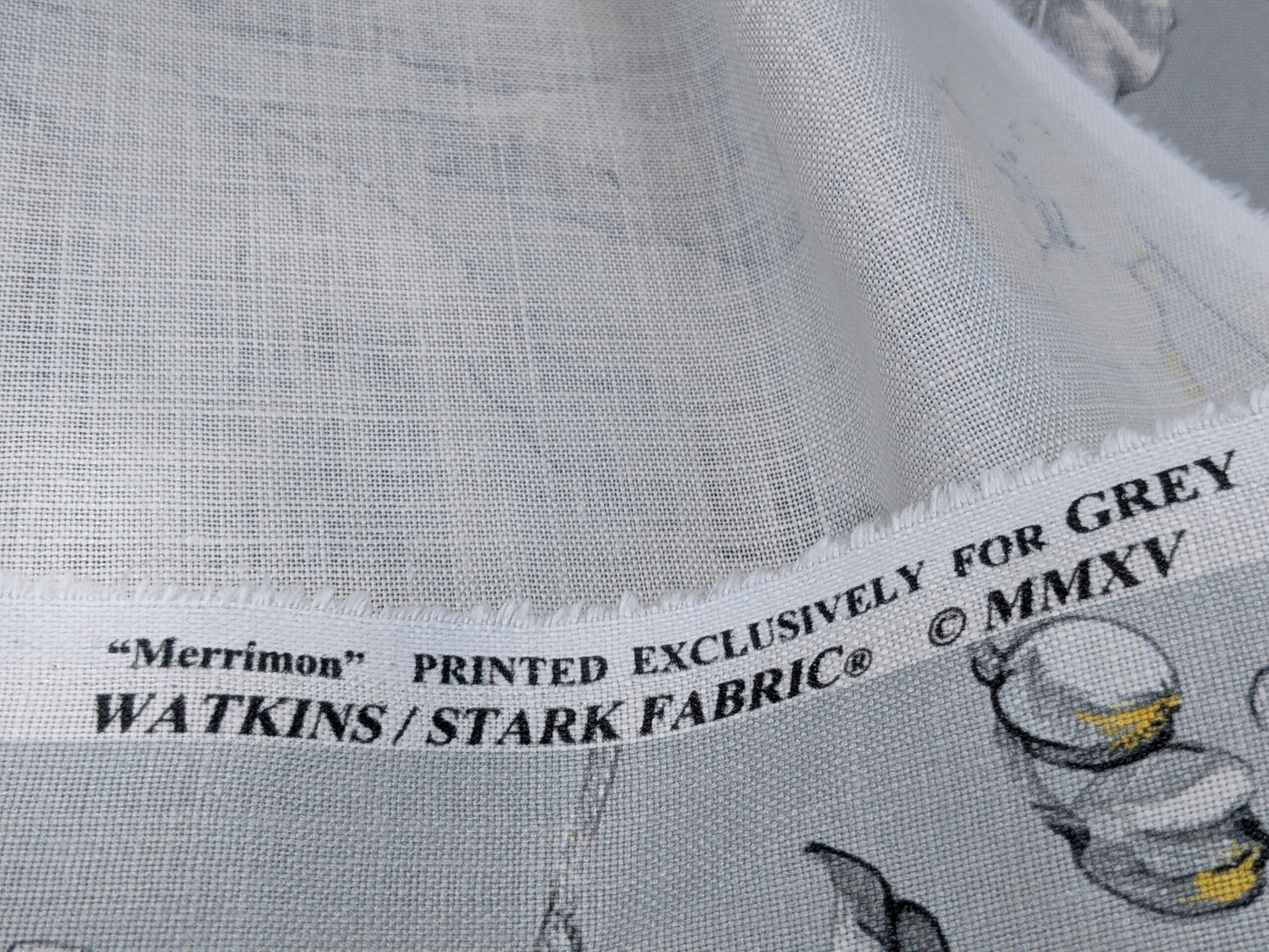 Scalamandre Merrimon in Grey Yellow Print Silky Linen Fragrant Summer lilac trumpet flower or jimsonweed MSRP USD 346/y