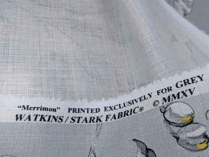 Scalamandre Merrimon in Grey Yellow Print Silky Linen Fragrant Summer lilac trumpet flower or jimsonweed MSRP USD 346/y