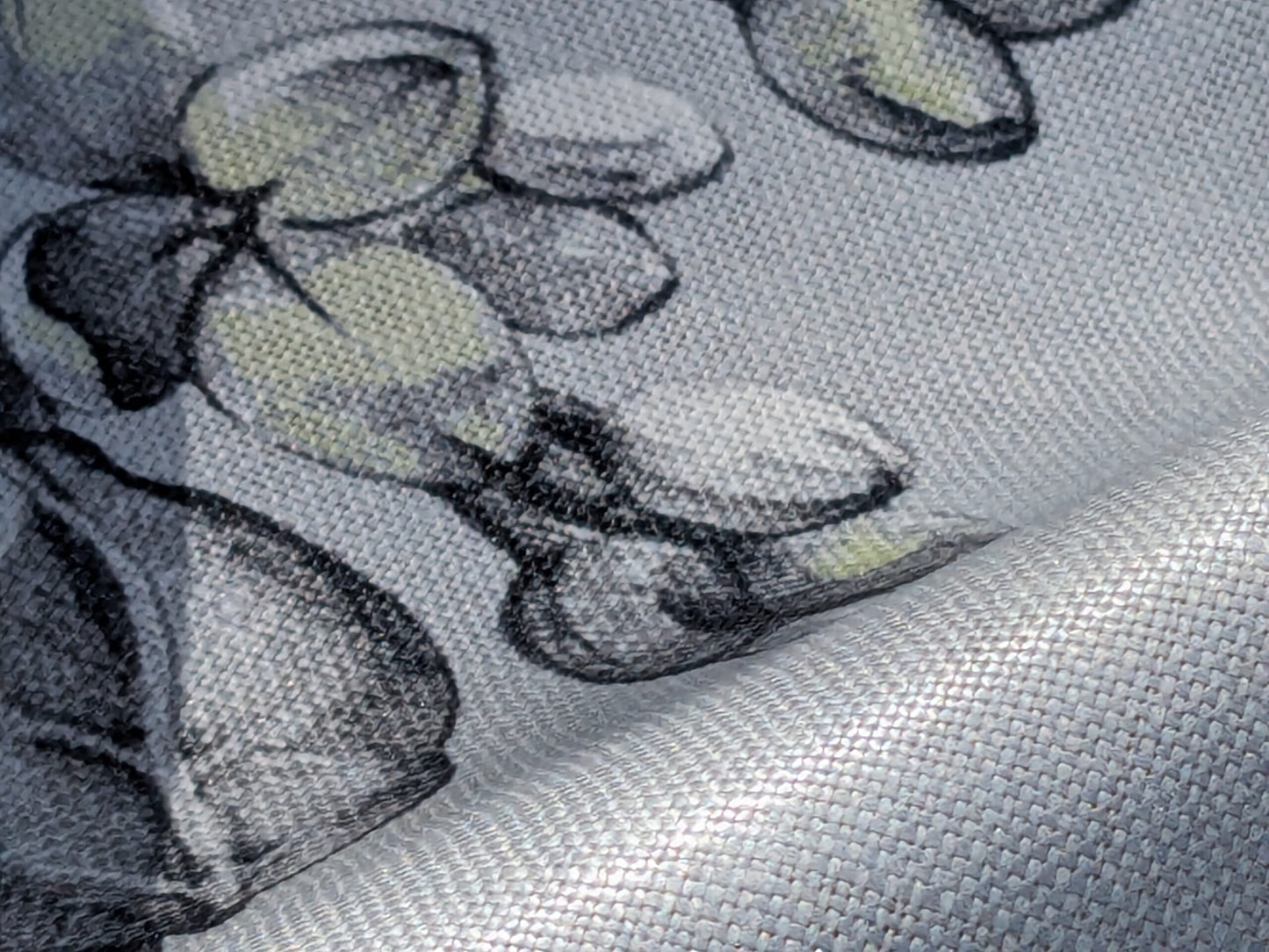 Scalamandre Merrimon in Grey Yellow Print Silky Linen Fragrant Summer lilac trumpet flower or jimsonweed MSRP USD 346/y