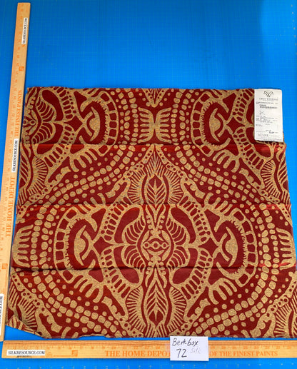 41 Berkbox72 Scalamandre Grey Watkins Square Silk Ethnic Damask Red MSRP USD 706/Y