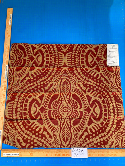 41 Berkbox72 Scalamandre Grey Watkins Square Silk Ethnic Damask Red MSRP USD 706/Y