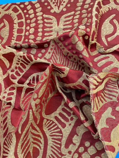 41 Berkbox72 Scalamandre Grey Watkins Square Silk Ethnic Damask Red MSRP USD 706/Y
