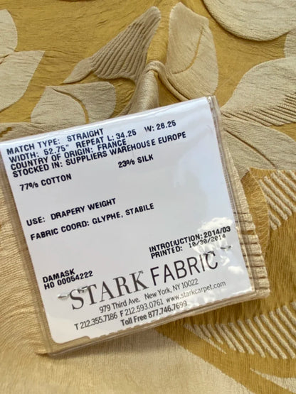 43 Berkbox72 Scalamandre Lelievre Paris Phylum Genet Damask Leaves Yellow MSRP USD 700+/Y